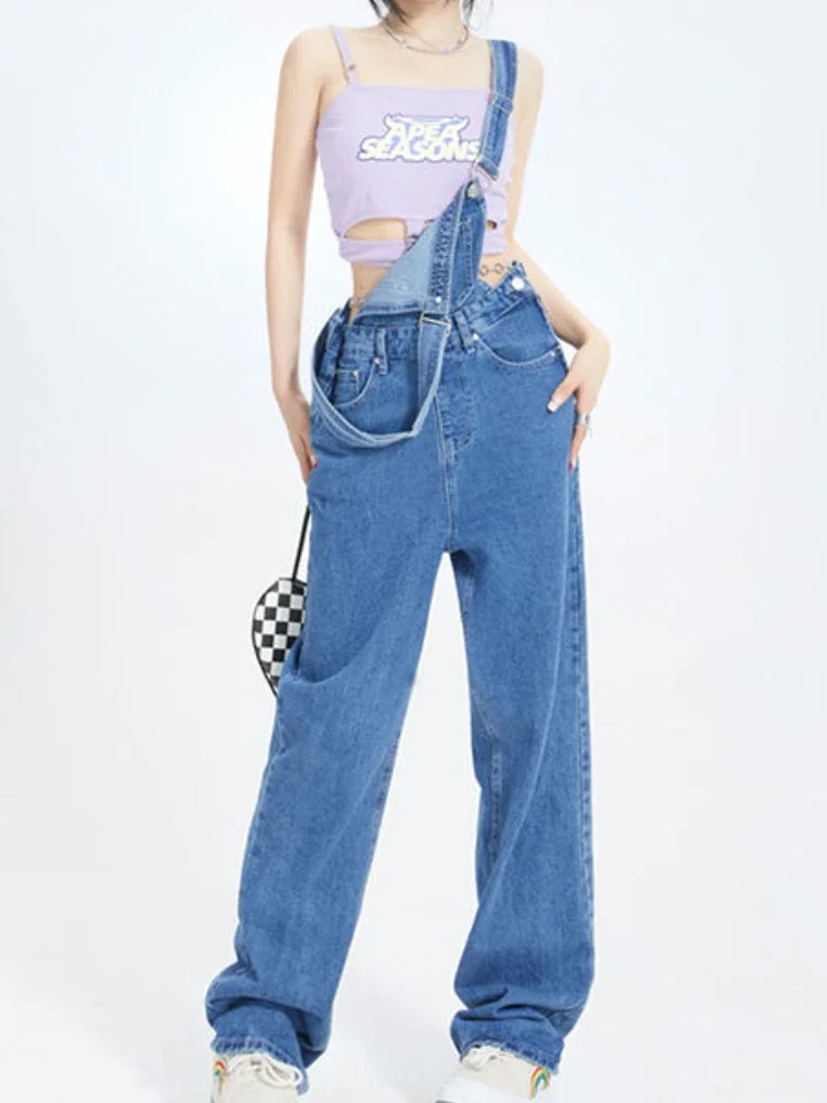 Jumpsuits Women High Waist All-match Pure Minimalist Leisure Popular Denim Students Straight Comfortable Korean Style Autumn New