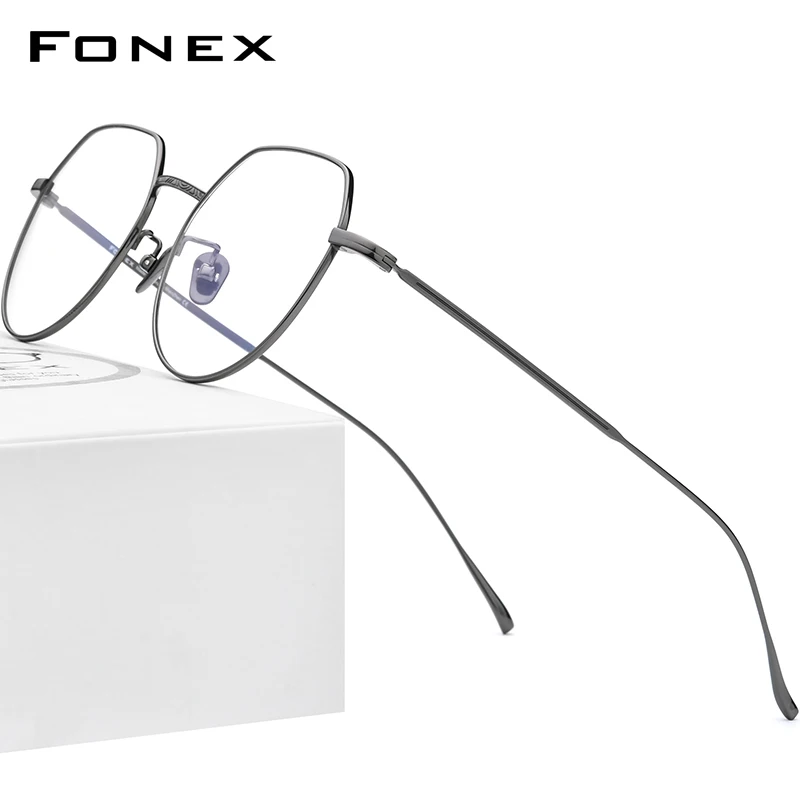 

FONEX Pure Titanium Glasses Frame Men Vintage Polygon Eyeglasses Frame Men 2021 New Eyewear F85660