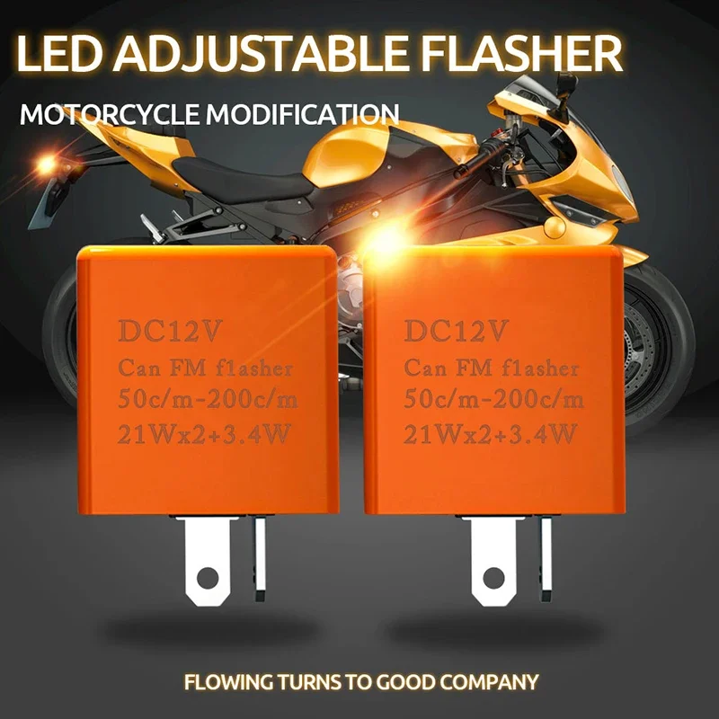 Motorcycle LED Flasher Relay 12V Speed Adjustable 2 Pin LED Electronic Flasher Relay for Motorcycle Turn Signal Direct Replaceme