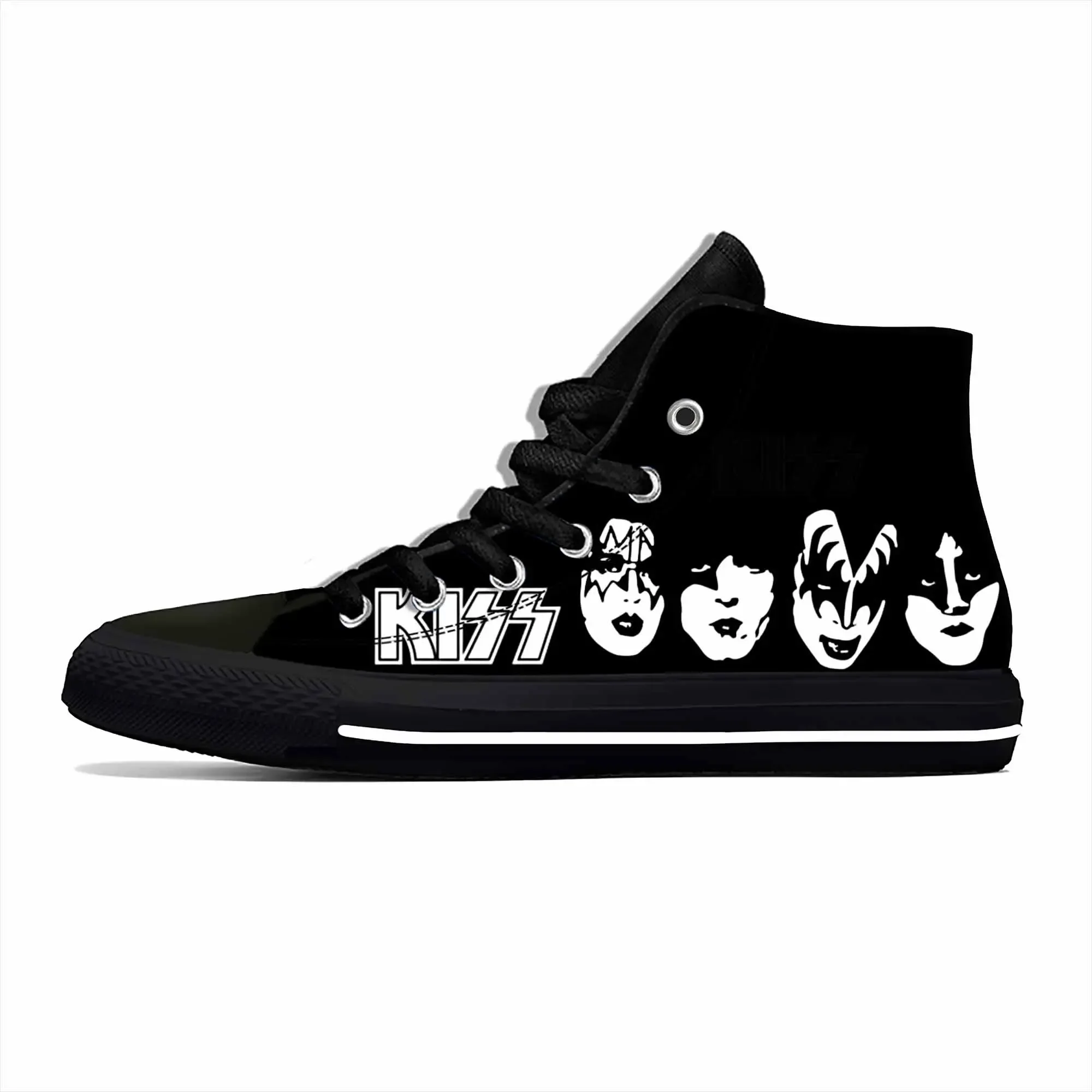 Heavy Metal Rockband Musik sänger Kuss Mode lässig Stoff Schuhe High Top leichte atmungsaktive 3D-Druck Männer Frauen Turnschuhe