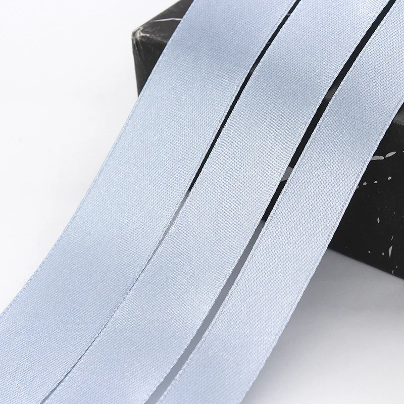 10/15/20/25/40mm 22 미터/롤 애쉬 블루 새틴 리본 웨딩 크리스마스 파티 장식 수제 DIY 의류 활 선물 포장