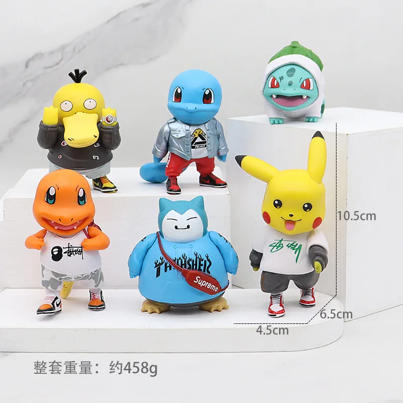 

Anime Pokemon Cute Cartoon Action Figures Snorlax Charmander Bulbasaur Psyduck Pikachu Figures Birthday Gifts for Kids Girls