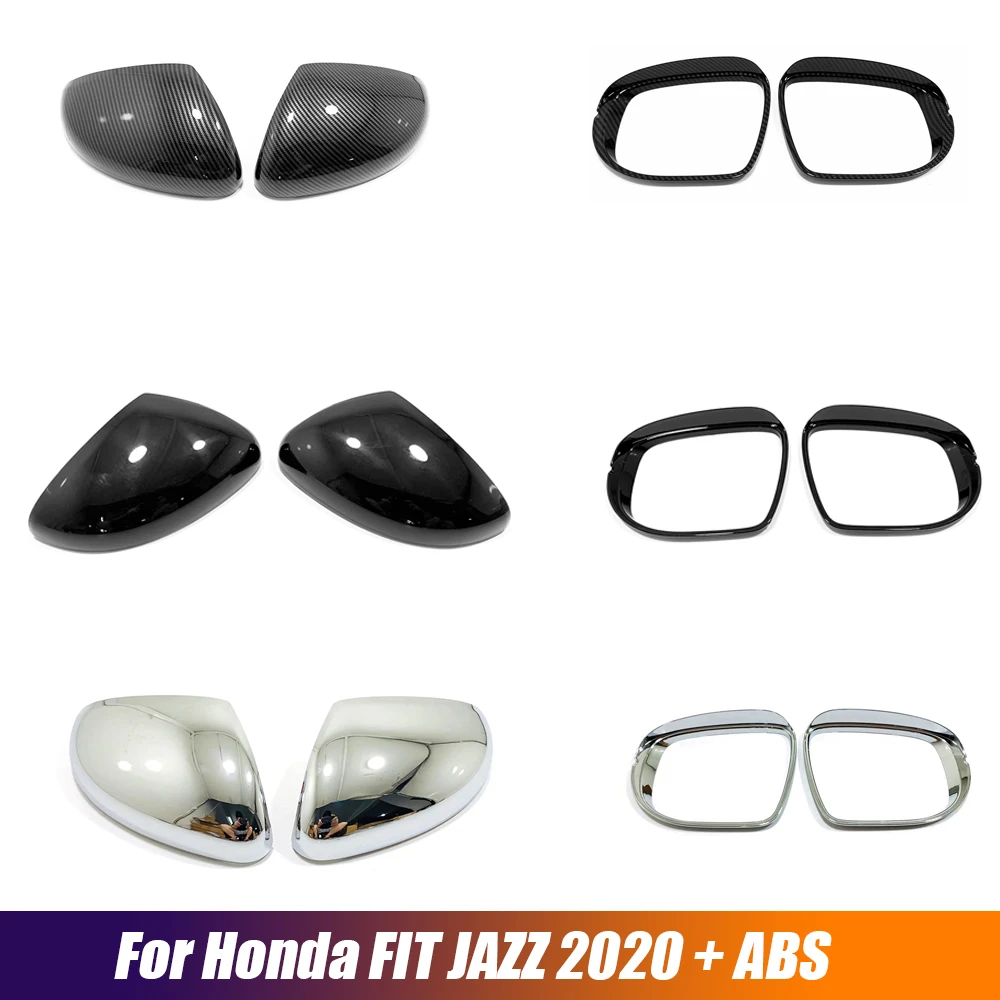 

For Honda FIT JAZZ 2020 2021 ABS Chrome/Carbon fiber Car rearview mirror frame/rain eyebrow cover trim car styling accessories