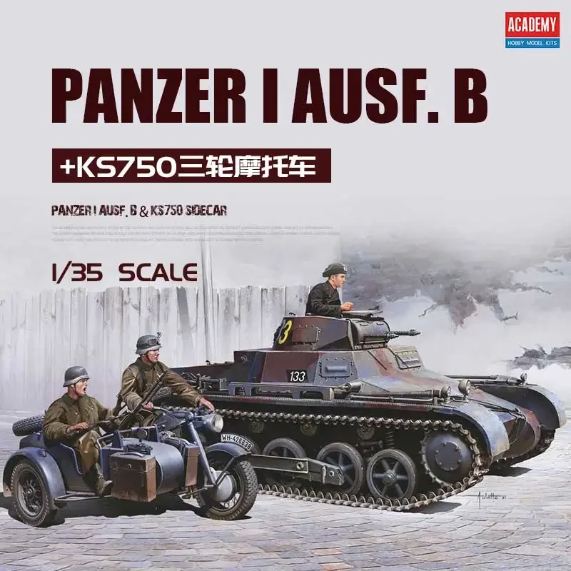 

Academy Assembled Model Kit 13556 Panzer I Ausf. B ，with Zundapp KS750 Motorcycle 1/35