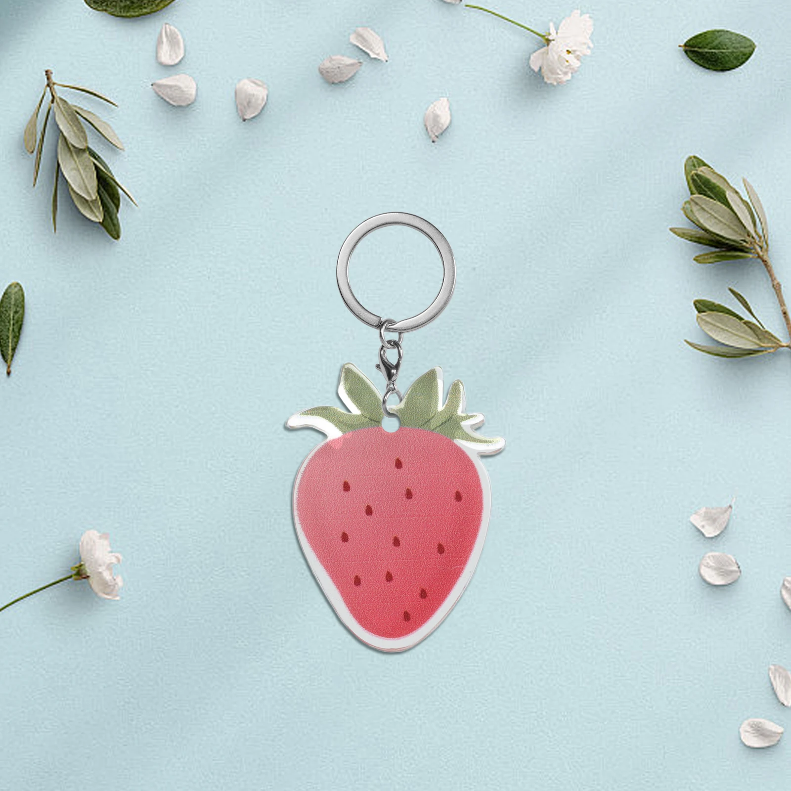 

20 Pcs Strawberry Pendant Keychain Charms for Bag Mini Fruit Purse Accessories Acrylic Simulated Realistic Diy Craft Supplies