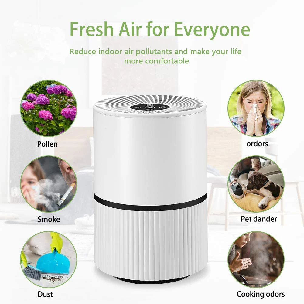 HEPA Smart Desktop Activated carbon Ionizer Air Purifier A19 With Air Quality Indicator