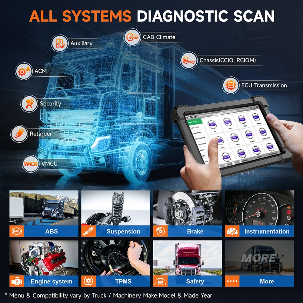 ANCEL X7 HD Heavy Duty Truck Diagnostic Tool 12V 24V Diesel Bidirectional Control Oil DPF Reset All System OBD2 Truck Scanner