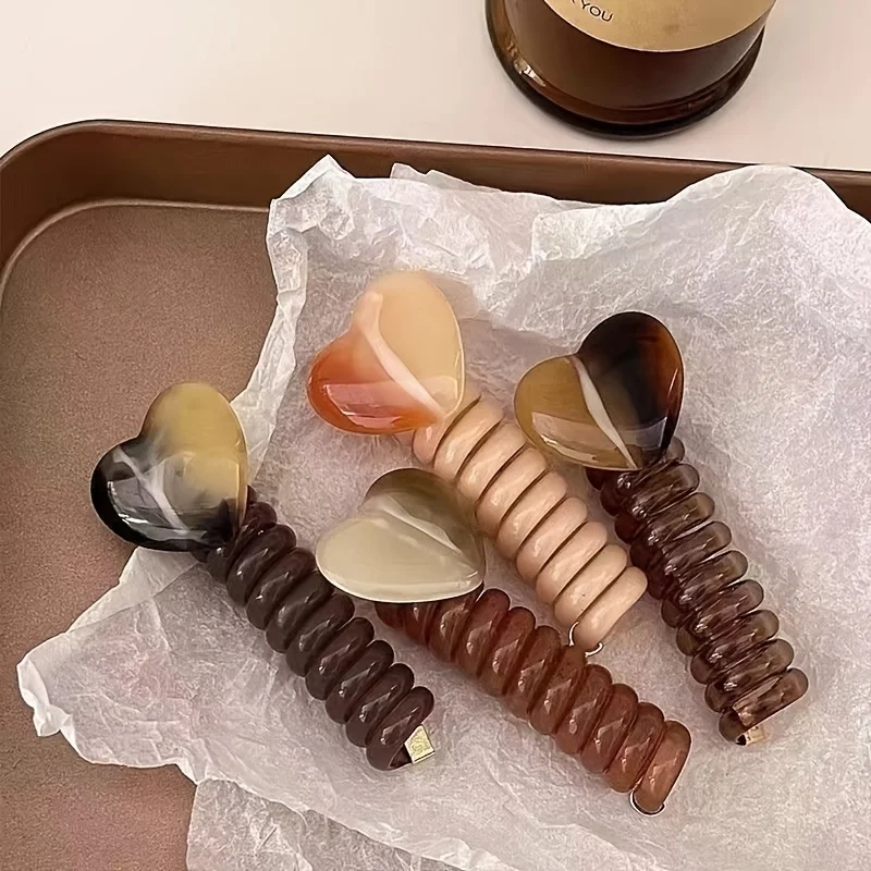 4 pieces elegant heart-shaped hair bands - mixed color ponytail bands, daily accessories for all seasons