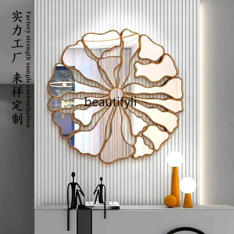 

Wall-mounted decorative makeup mirror American round led flower portable metal luminous, oval1184