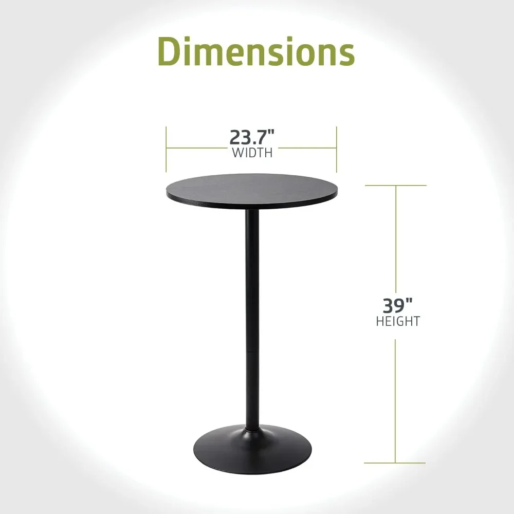 Round Bar and Pub Table, Black, Pack 2