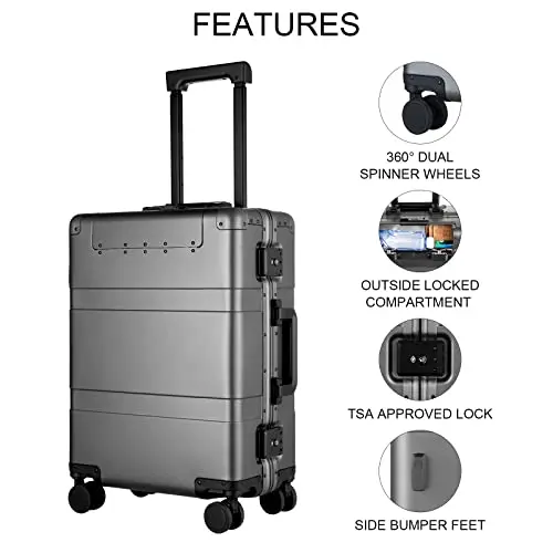 Aluminum  alloy luggage , suitcase on wheels ,Carry-on trolley luggage  Check-in Luggage 20 &24 Inches Bamboo Wolfs