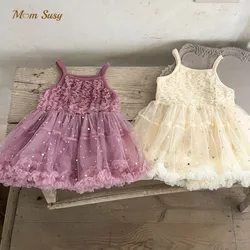 Baby Girl Princess Strap Sparkle Tutu Dress Infant Toddler Girl Summer Sleeveless Vestido Party Dance Birthday Baby Clothes 0-2Y