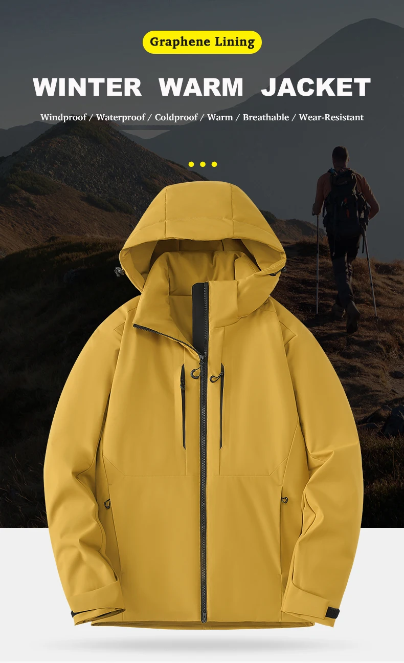 JNLN Warme Fleecejacke für Herren und Damen, wasserdicht, winddicht, Wintermantel, Unisex, Outdoor, Wandern, Camping, Skifahren, Klettern, Windjacke – Detail 2