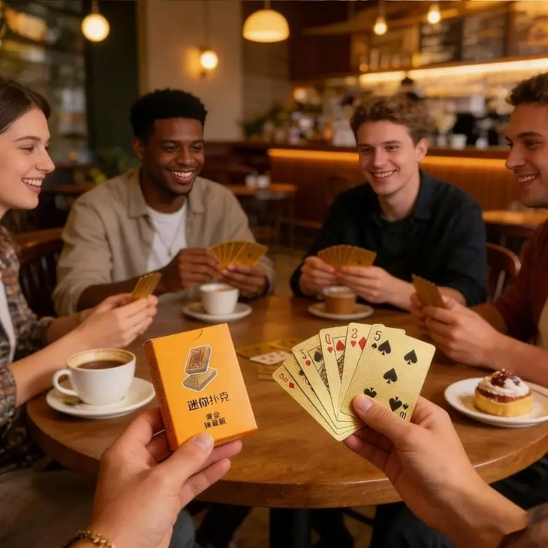 

Golden Plastic Playing Cards Compact Size Outdoor Travel Party Playing Card Waterproof Game Card For Travel And Parties K1YF