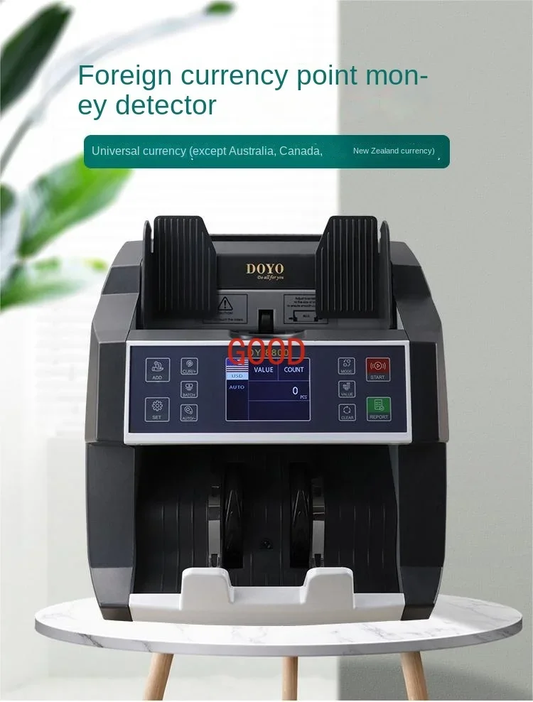 Foreign currency counting machine, mixed counting total amount, currency verification machine