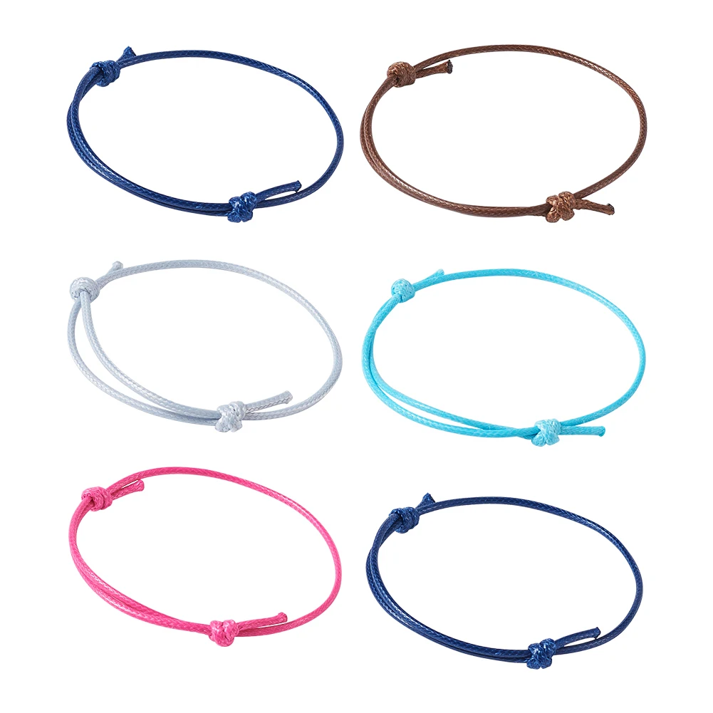 

50Pcs Adjustable Blue Bracelet Korean Waxed Polyester Thread Cord Bracelet DIY Jewelry Making Gift For Women Men