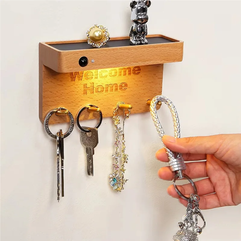 

【Hot Selling】Key Hook Storage Light Entry Garden Wall Lamps Solid Wood Night Lights Body Sensor Lights Wall Lamps Wiring Decorat