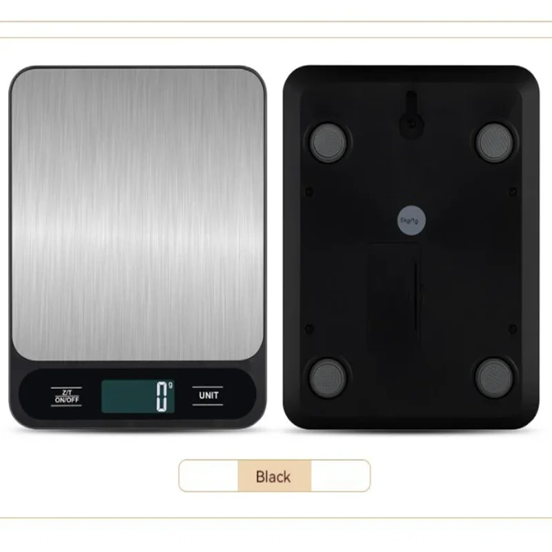 1pc Black Food Scale 10 Kilograms Digital Kitchen Scale Grams and Ounces 1g Precise Scale Easy to Clean Stainless Steel