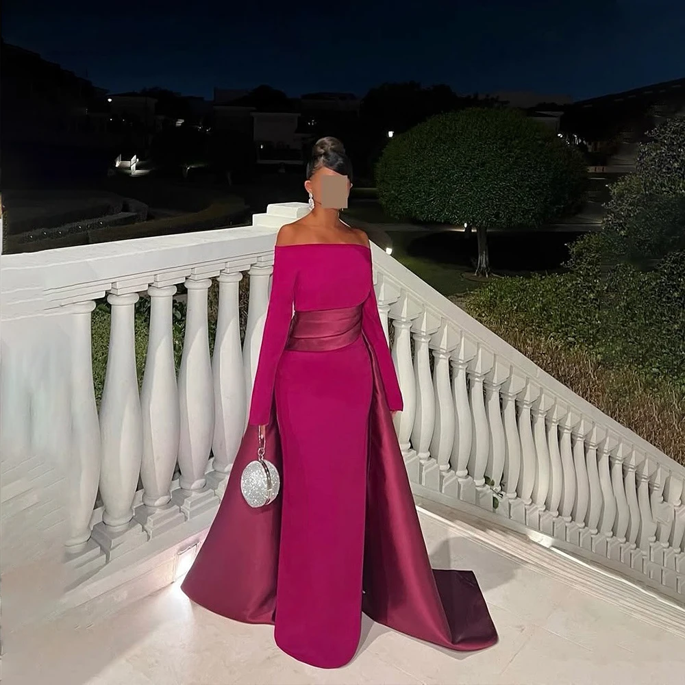 Элегантные вечерние платья Гала с открытыми плечами и длинными рукавами Платье русалки для выпускного вечера со шлейфом Вечернее свадебное платье для гостей по индивидуальному заказу