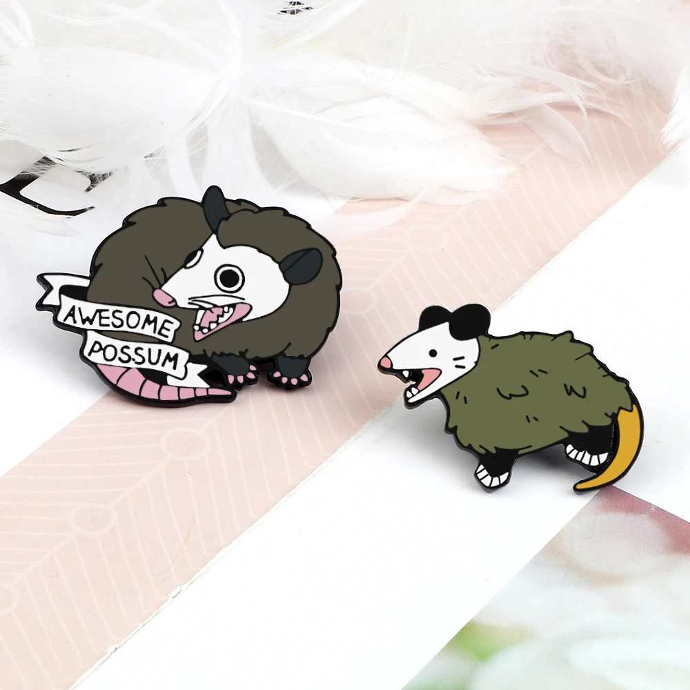 Awesome Possum Custom Pins for Women Men Murine Animal Brooches Badges Cartoon Enamel Lapel Pin Backpack Jewelry Gift for Friend