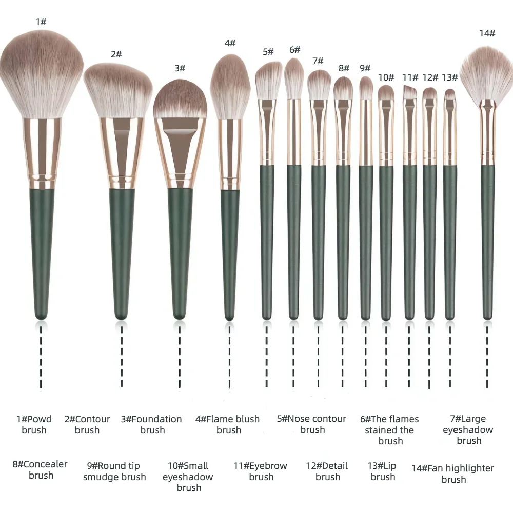 14-piece Makeup Brush Wooden Handle Set Soft Fluffy Eyeshadow Brush Concealer Brush Blush Brush Eyebrow Brush Makeup Brush Blend