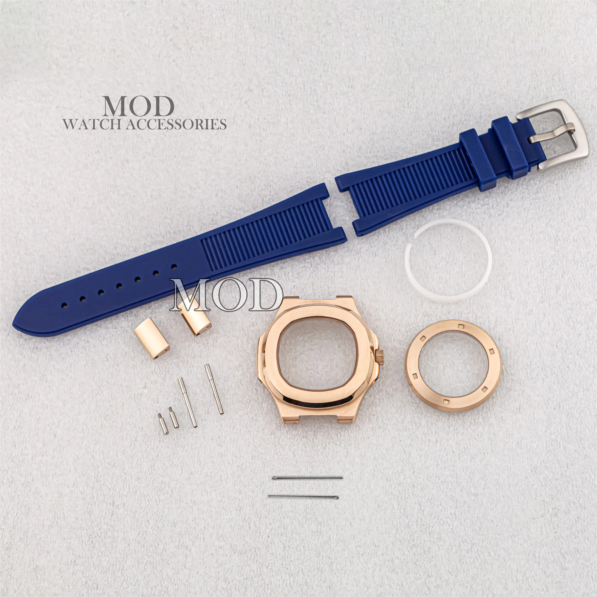NH35 Case Rubber Bracelet Strap Stainless Steel Sapphire Crystal 10ATM Waterproof Case for NH35 NH36 NH38 Movement Nautilus Case