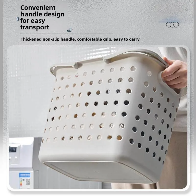 

Bathroom Laundry Hamper Simple Style Desktop Storage Box for Dirty Clothes Office Area Plastic Basket with Acrylic Cover