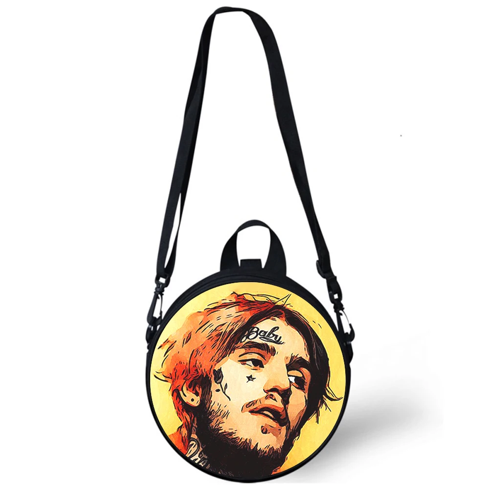 Lil Peep raper dziecko przedszkole torba 3D drukuj torby na ramię typu crossbody dla kobiet szkolnych Mini okrągłe plecaki torba Rugtas