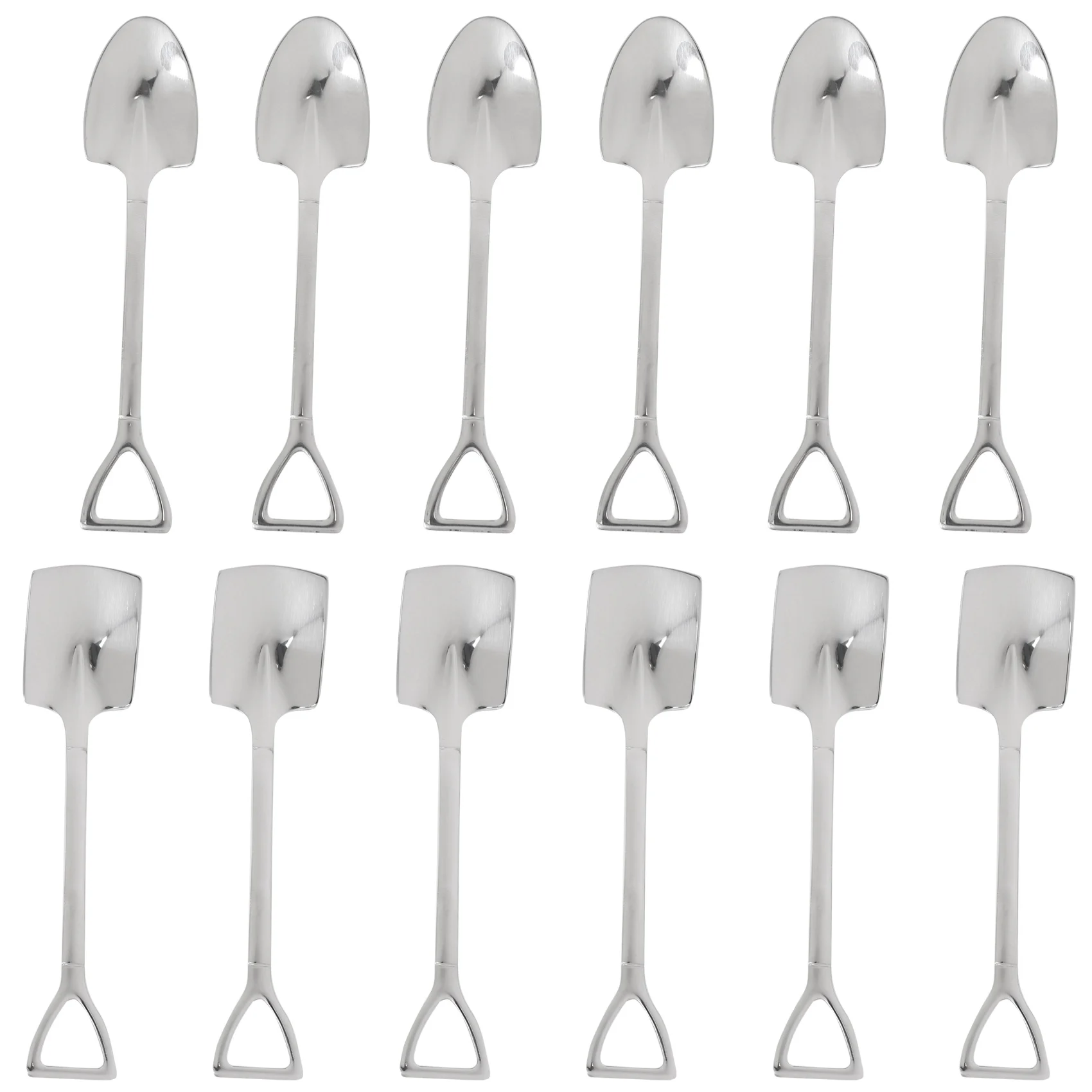 12PCS 304 Stainless Steel Spade Spoon Cake Dessert Spoon Watermelon Spoon Coffee Stirring Spoon