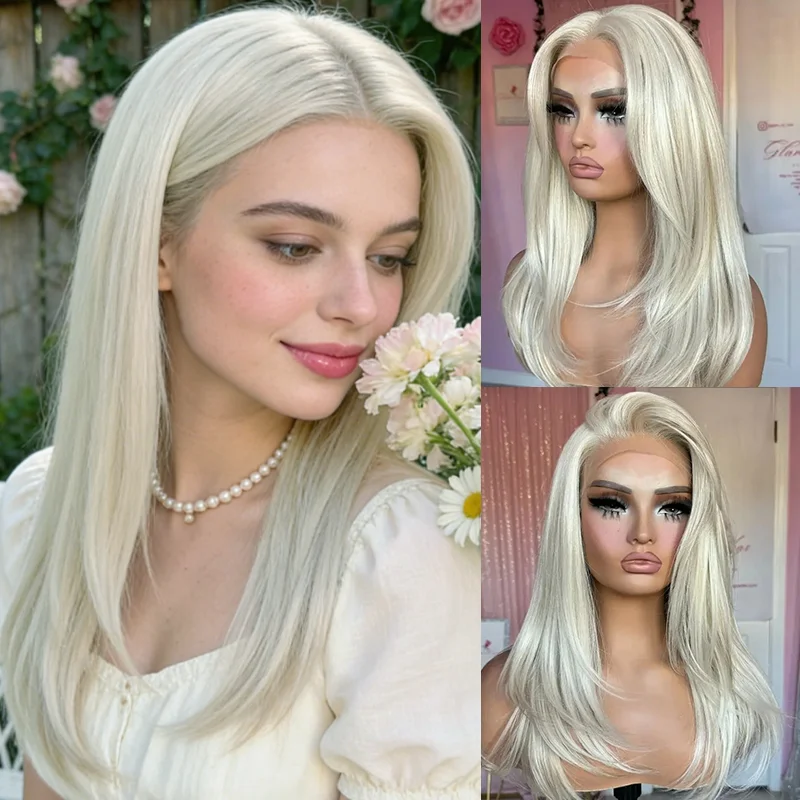

Colored wigs on clearance sale 2026 New in Silver White Blonde Lace Front Wig 13x4 HD Glueless FRee Parting Natural Straight Wig
