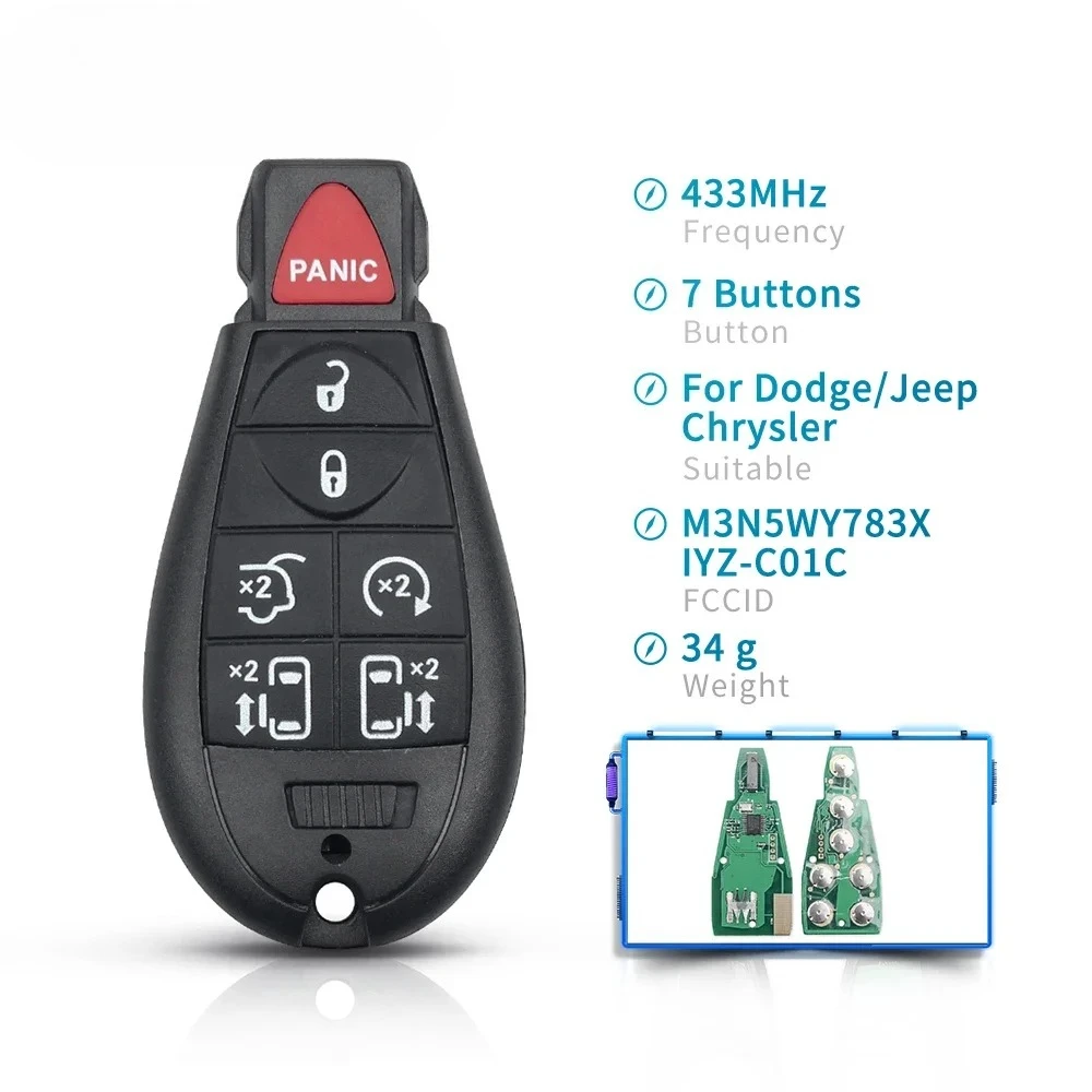 

Автомобильный ключ дистанционного управления M3N5WY783X IYZ-C01C, брелок 433 МГц для Dodge Caravan Chrysler Town & Country Jeep