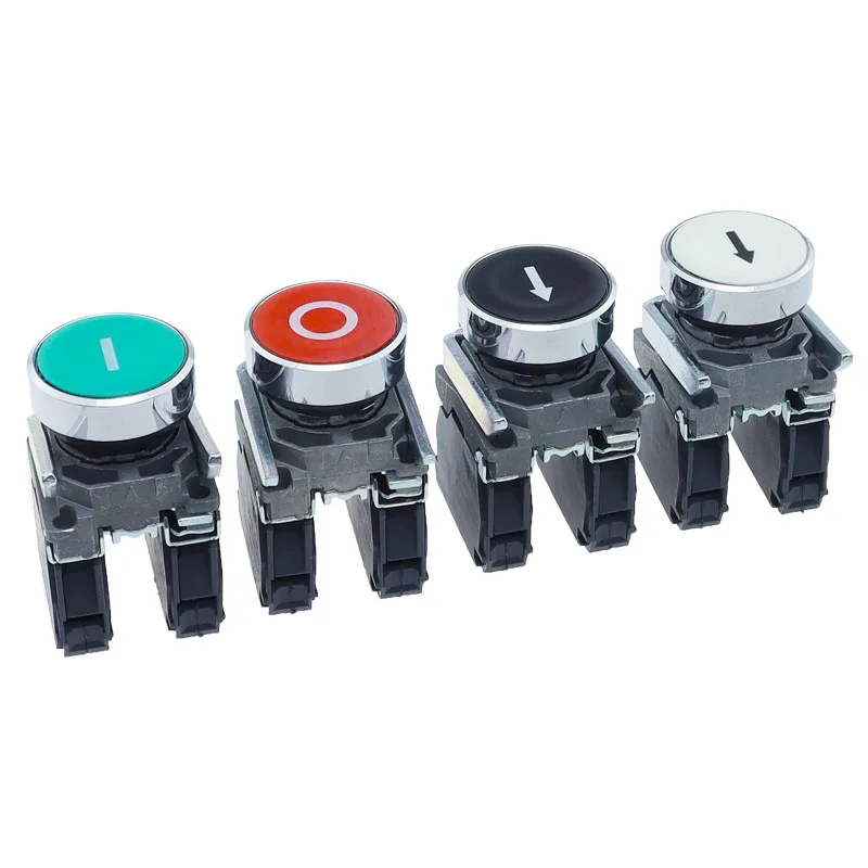 New XB4 Metal Thickened Button Switch Instantaneous Self Reset Emergency Stop Plane 22mm Rotary Switch XB4-BA42 BA31 BA55 XB2