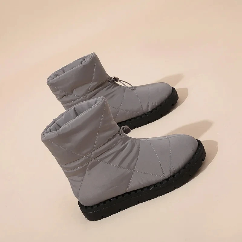 Gray Snow Boots Women New Fashion Brand Designer Lady Slip On Warm Plush Sportswear Ski Boots Waterproof Down Cloth Cotton Boots