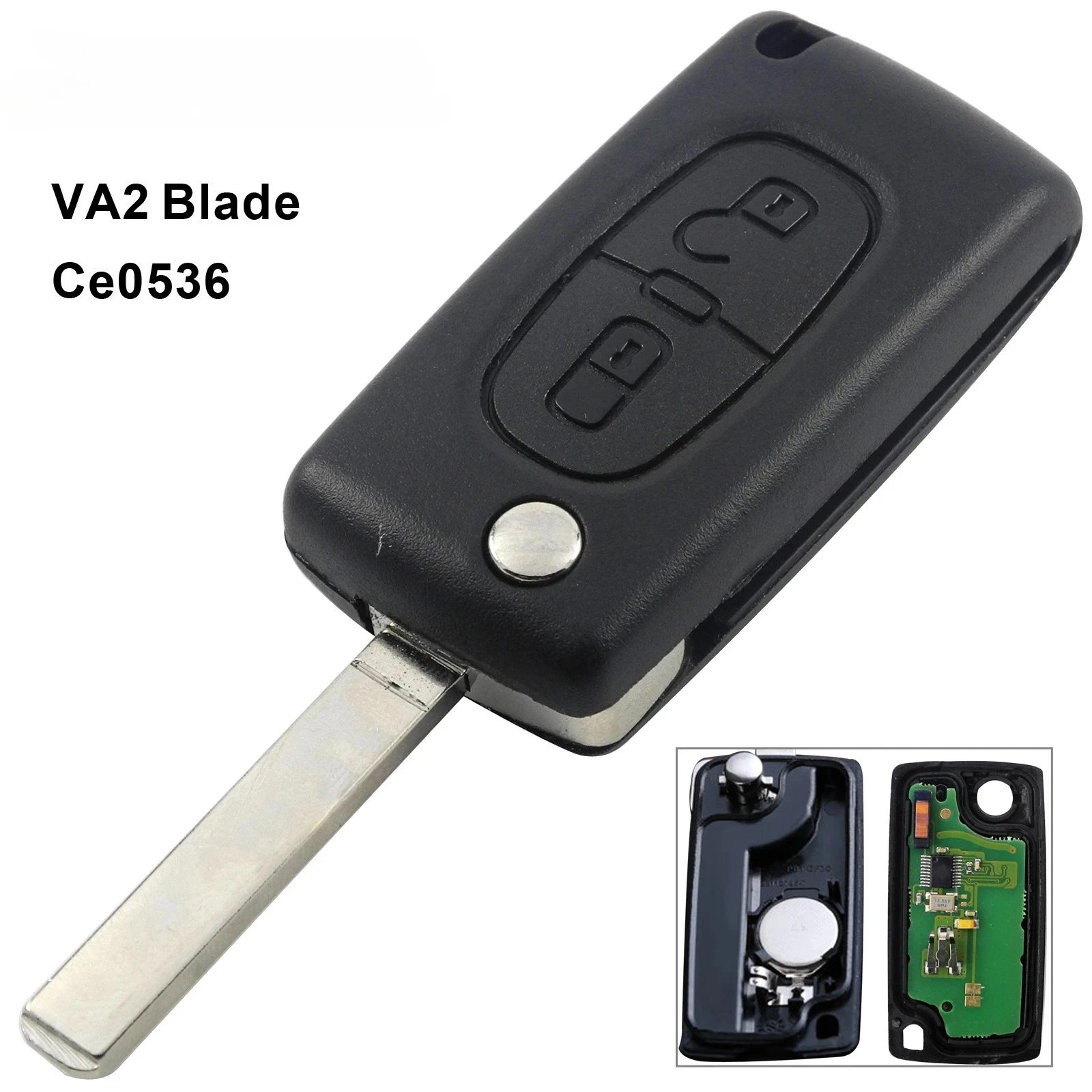 

2 Button VA2 Car Key For Citroen C2 C3 C4 PICASSO Remote Alarm Flip Auto Key Fob 433MHz ID 46 PCF7961 ASK Ce0536