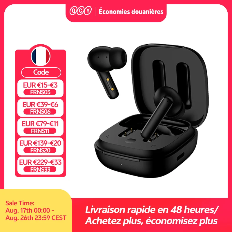 QCY-Écouteurs sans fil T13 ANC, Bluetooth 5.3, TWS ANC, suppression du bruit, sauna, téléphone, 4 micros, casque ENC, é…
