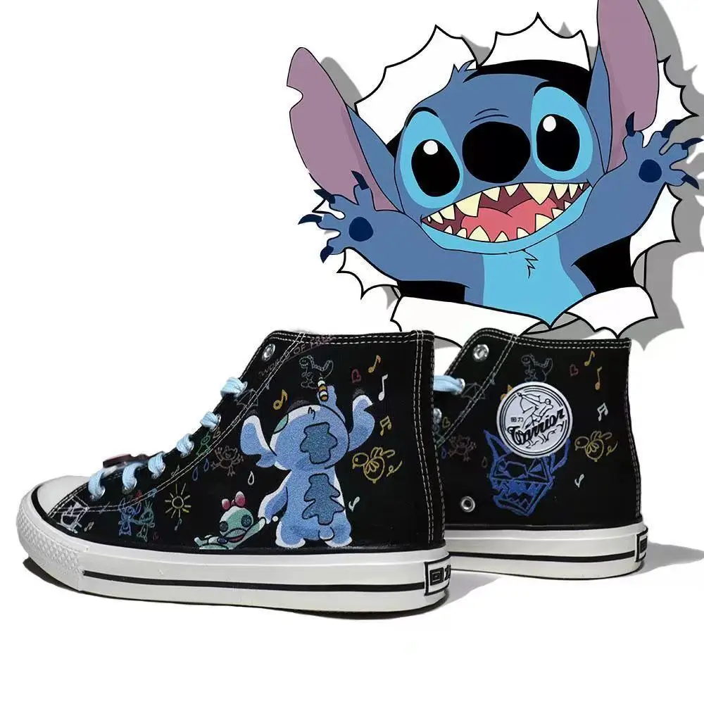 Disney Lilo & Stitch Canvas Shoes 2024 New Couple Sport Shoes Women Print Sneakers Men Tennis Shoes Adult Casual Running Shoes