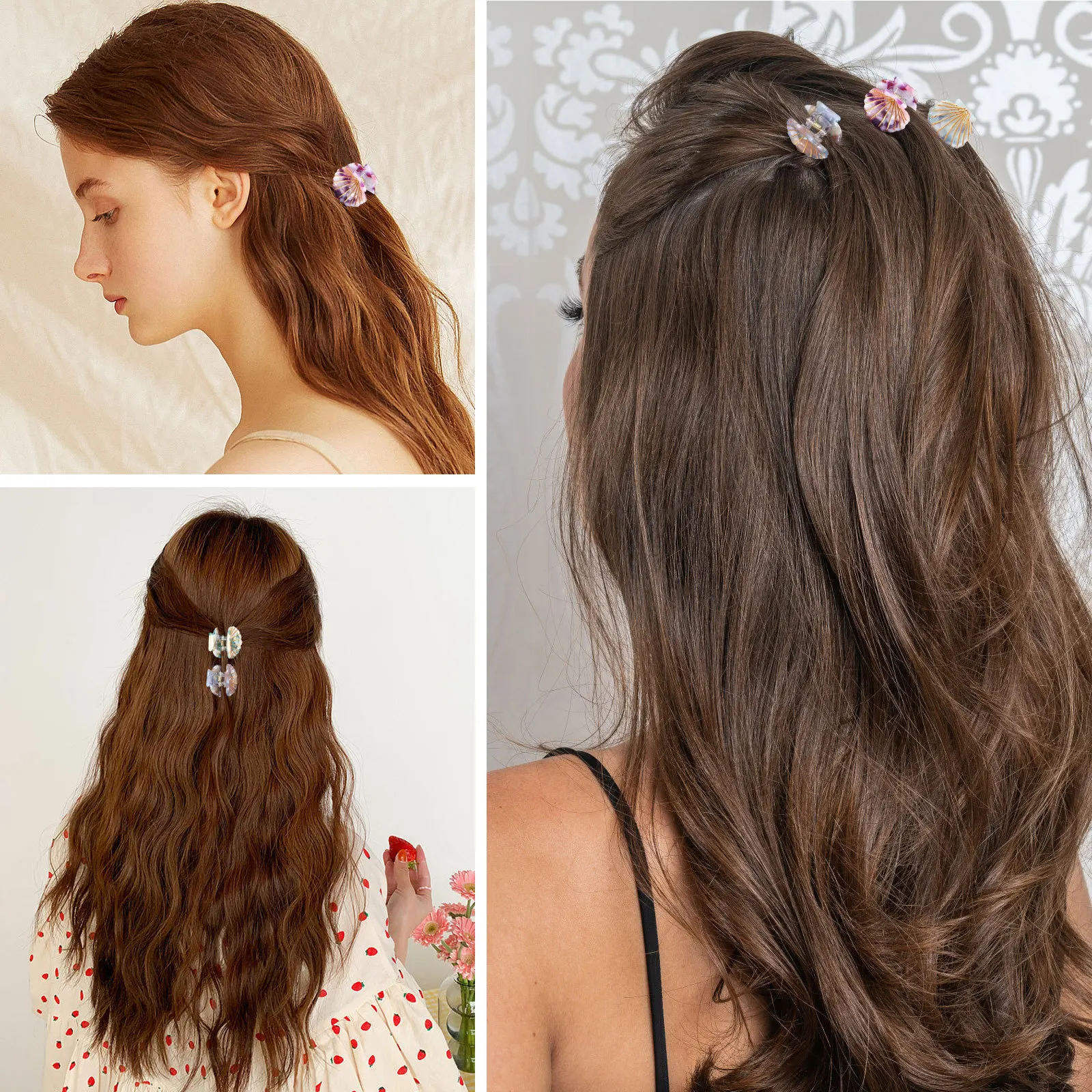 

4pcs Small Shell Claw Stylish Women Cute Accessories For Thin Thick Hair Daily Use Styling Clips Trendy Jaw Clip For