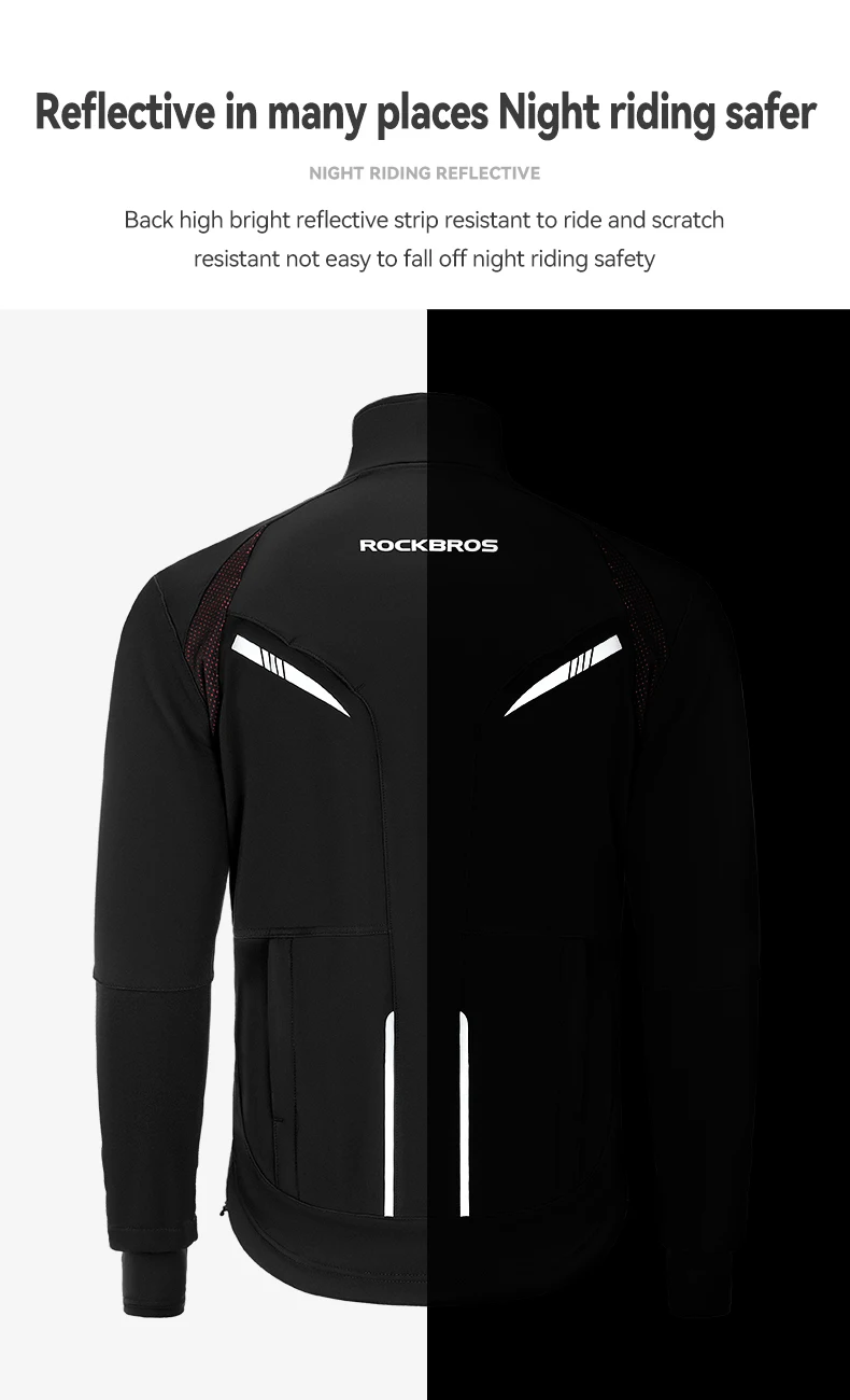 Rockbros Radsport bekleidung Set Winter wind dicht reflektierende Rad trikot Thermo Fleece Hose Regenschutz Set Männer Frauen Sportswear – Detail 12