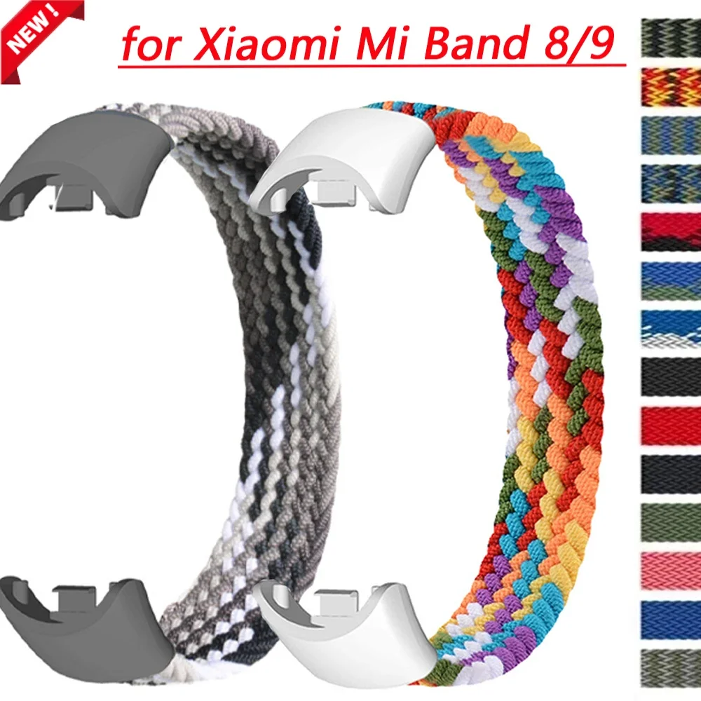 Geflochtene Nylon-Solo-Loop für Xiaomi Mi Band 9 8, Ersatzzubehör, NFC-elastische Uhrenarmbänder, Correa-Armband für Miband98