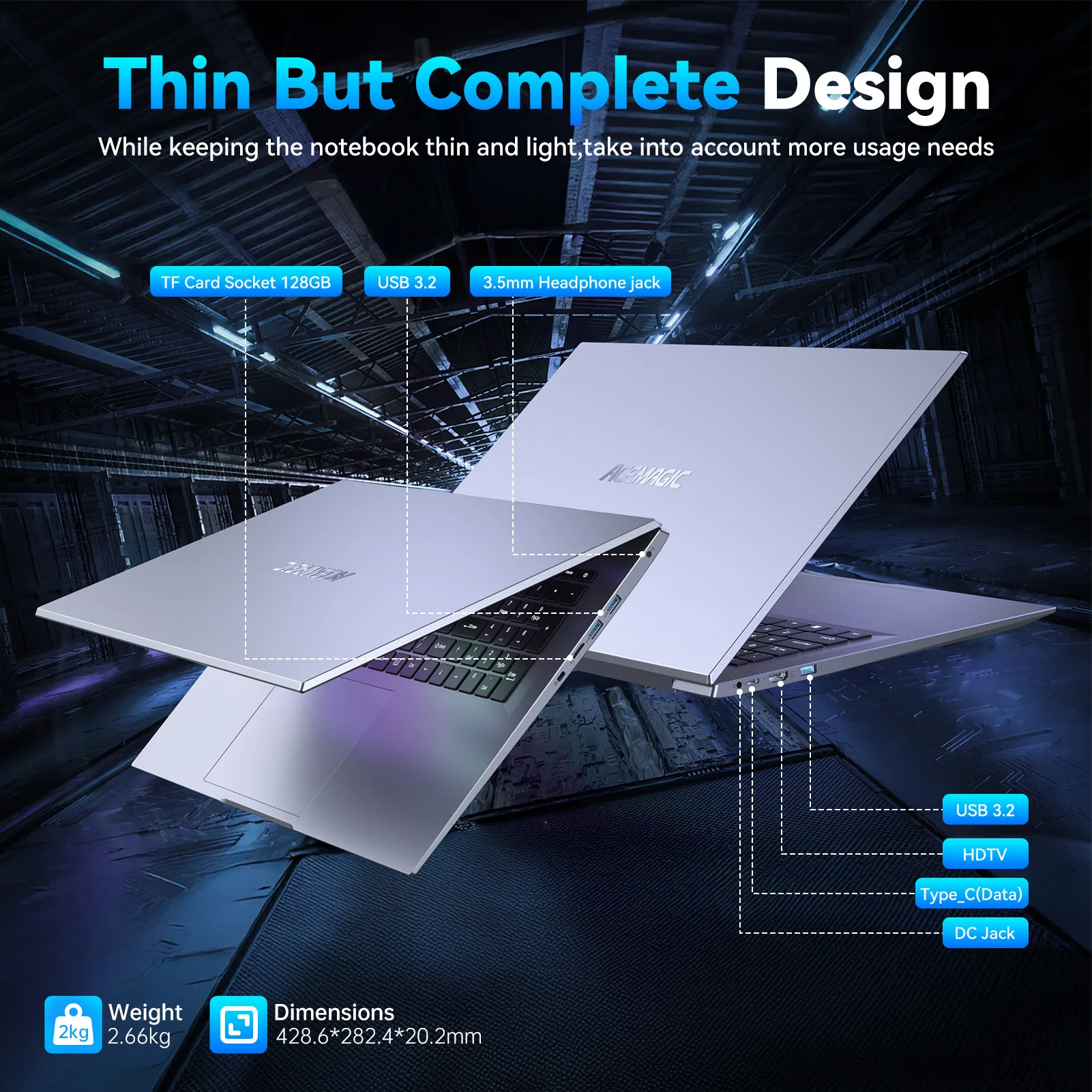 كمبيوتر محمول ACEMAGIC مقاس 18.5 بوصة يعمل بنظام Windows 11 PRO بطارية 8000 مللي أمبير في الساعة معالج Intel N150 رباعي النواة 16 جيجابايت DDR4 RAM 512 جيجابايت SSD Wifi5