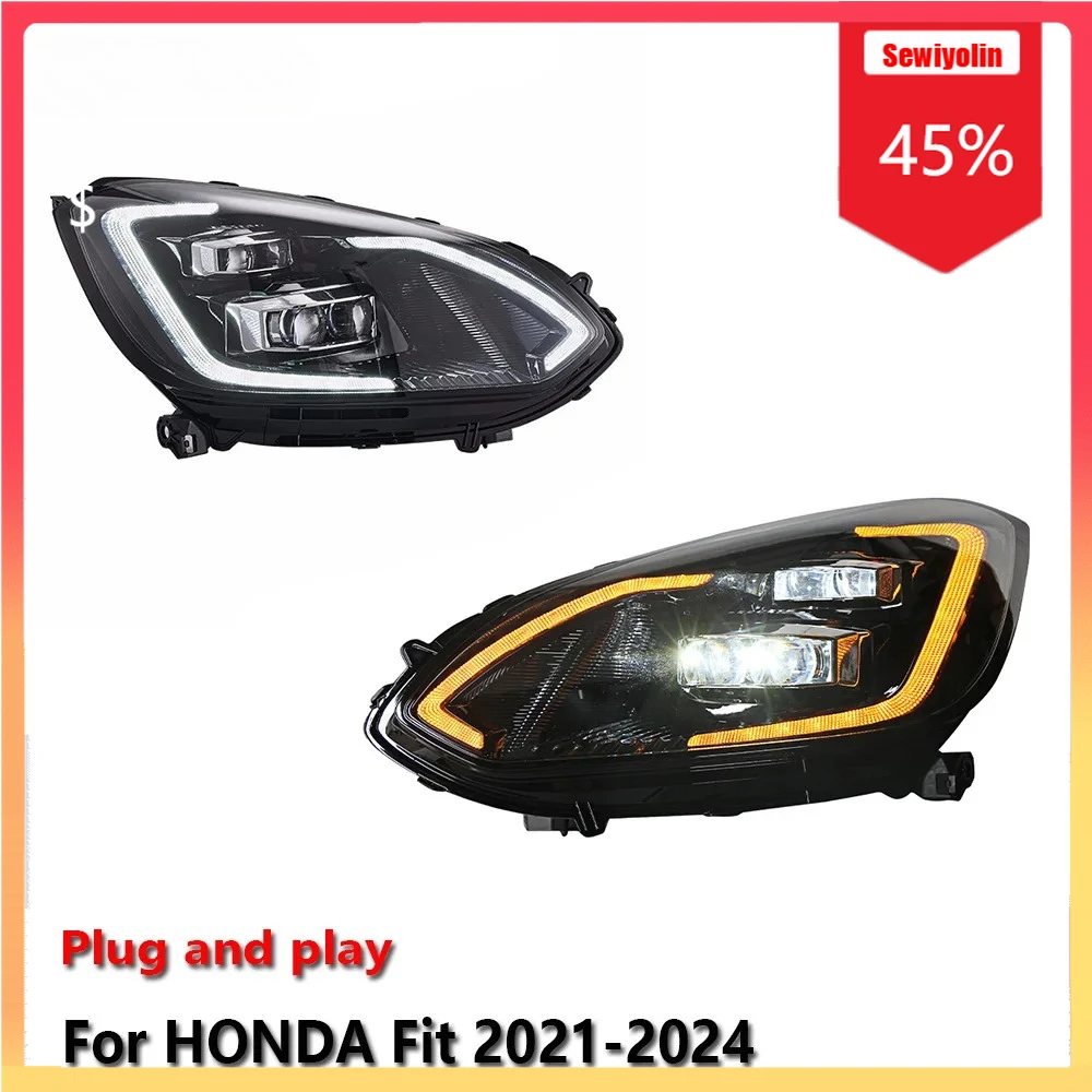

Автомобильная светодиодная фара, автомобильная часть Alma HONDA Fit 2021-2024 GT, противотуманная DRL, стоп-сигнал поворота, лампа Plug and Play