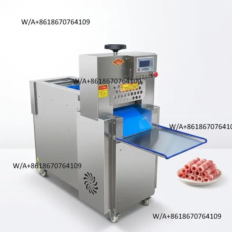 New Jiayang Electric Automatic Frozen Meat Slicer Motor Stainless Steel Blade Adjustable Thickness Lamb Beef Roll Slicing