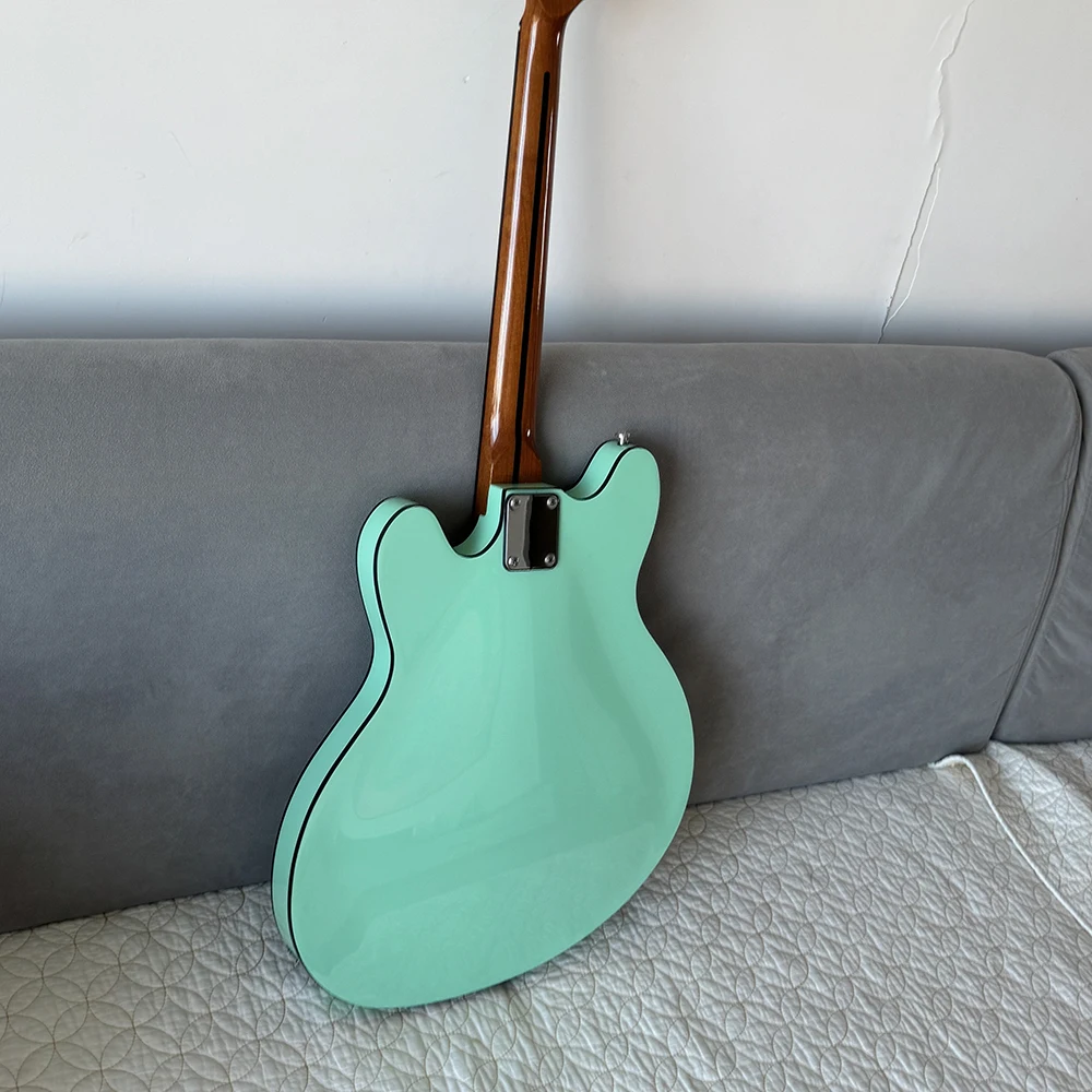 High quality Tom Delonge bright surfing green color starcaster jazz electric guitar,AAA rosewood fretboard,ABR-1 bridge