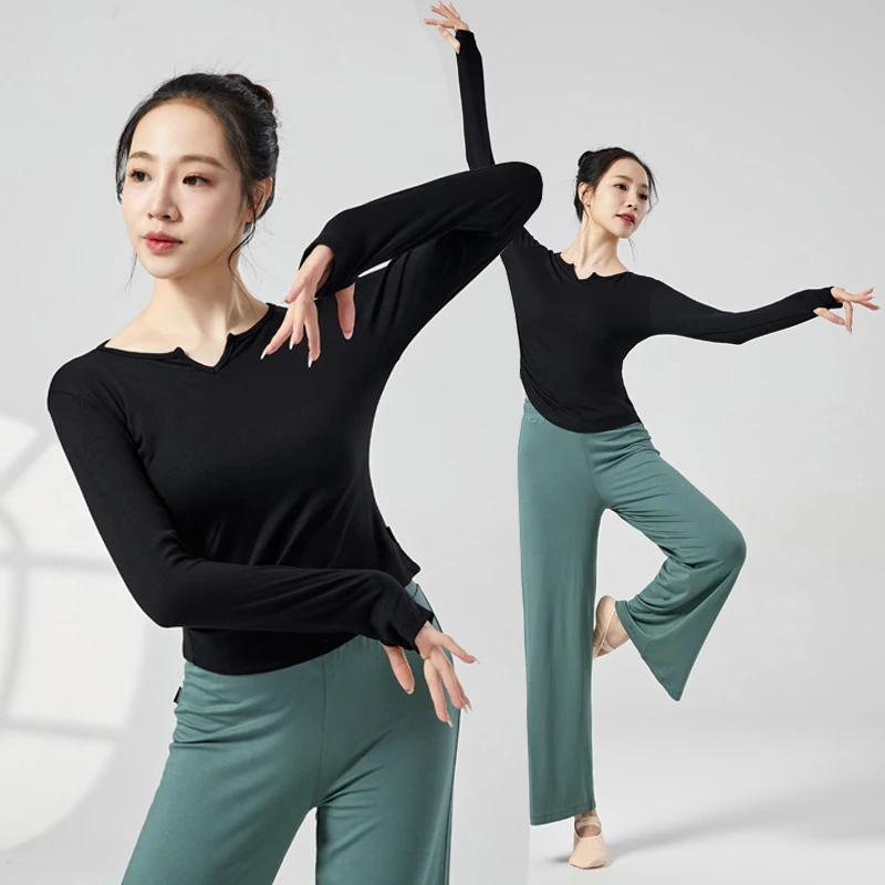 Costume de pratique de danse pour femmes adultes, jupe et pantalon, vêtements de danse, ballet classique chinois moderne, danse latine 303