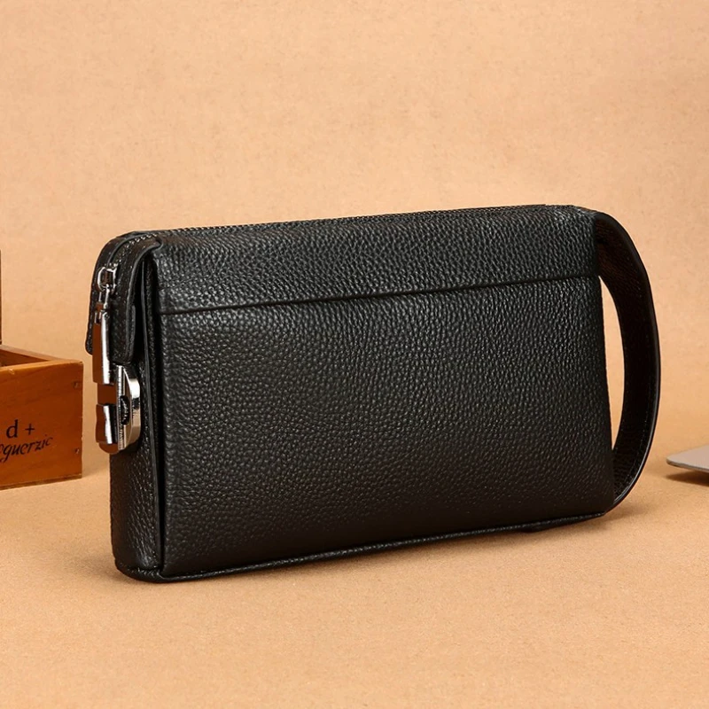 New Men's Combination Lock Anti-Theft Leather Clutch Bag Handbag Business Cowhide Wallet 6-Slot Card Phone Bag Bolso Hombre Sac