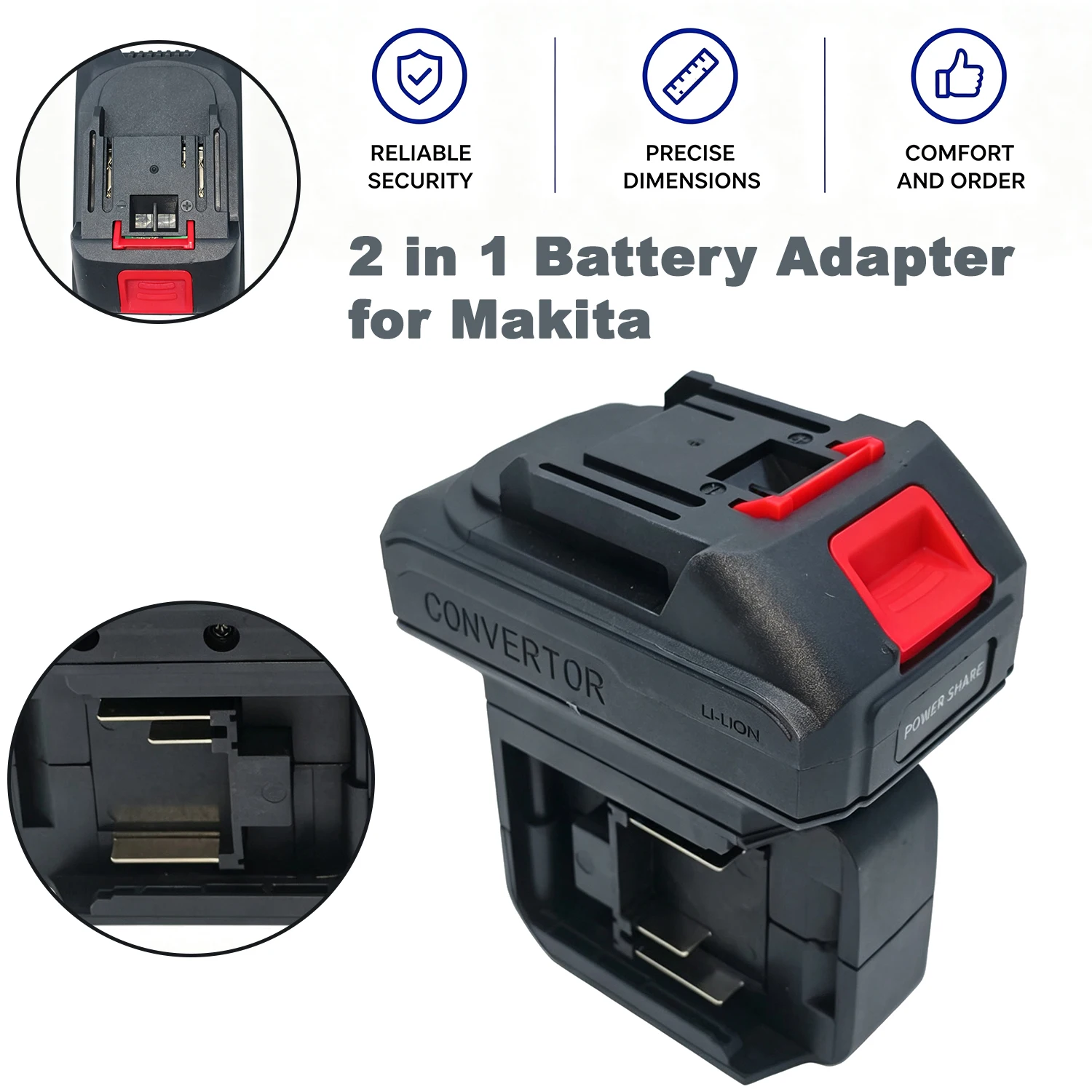 2 in 1 Battery Adapter compatible for Makita 18 V Batteries Work for Makita Impact Drill Wrench Screwdrivers(No battery)