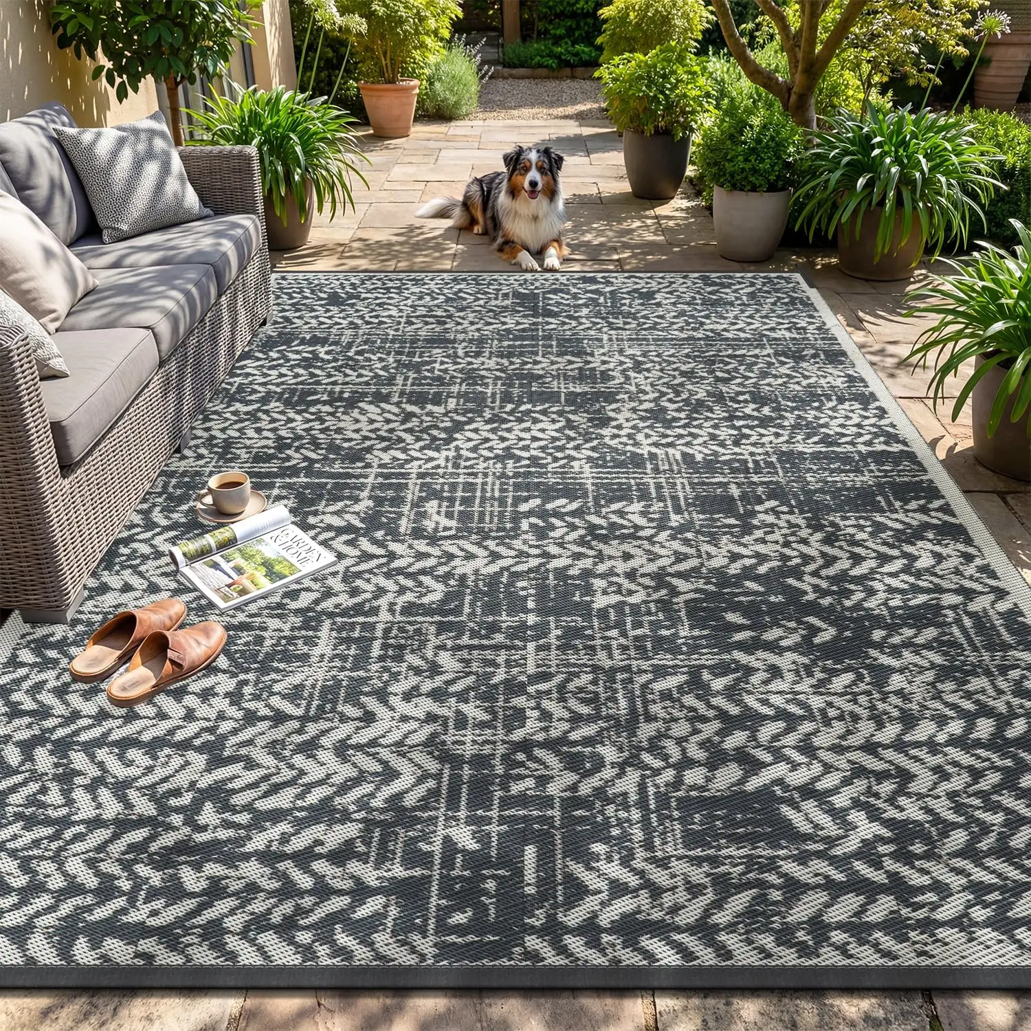 

Outdoor Rug Waterproof-Patio Rug Mat 6x9 Outdoor RV Camping Picnic Beach Mat Plastic Straw Rugs Outside Outdoor Area Rugs for