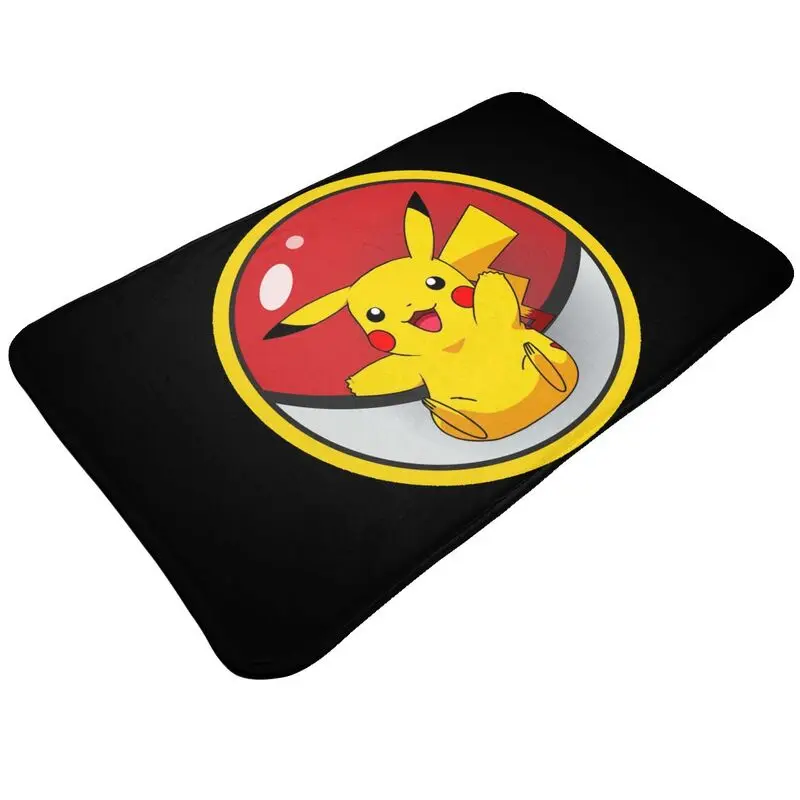 Custom Cartoon Animation Pokemon Pikachu Front Door Floor Entrance Mat Indoor Kitchen Bath Doormat Garden Carpet Rug