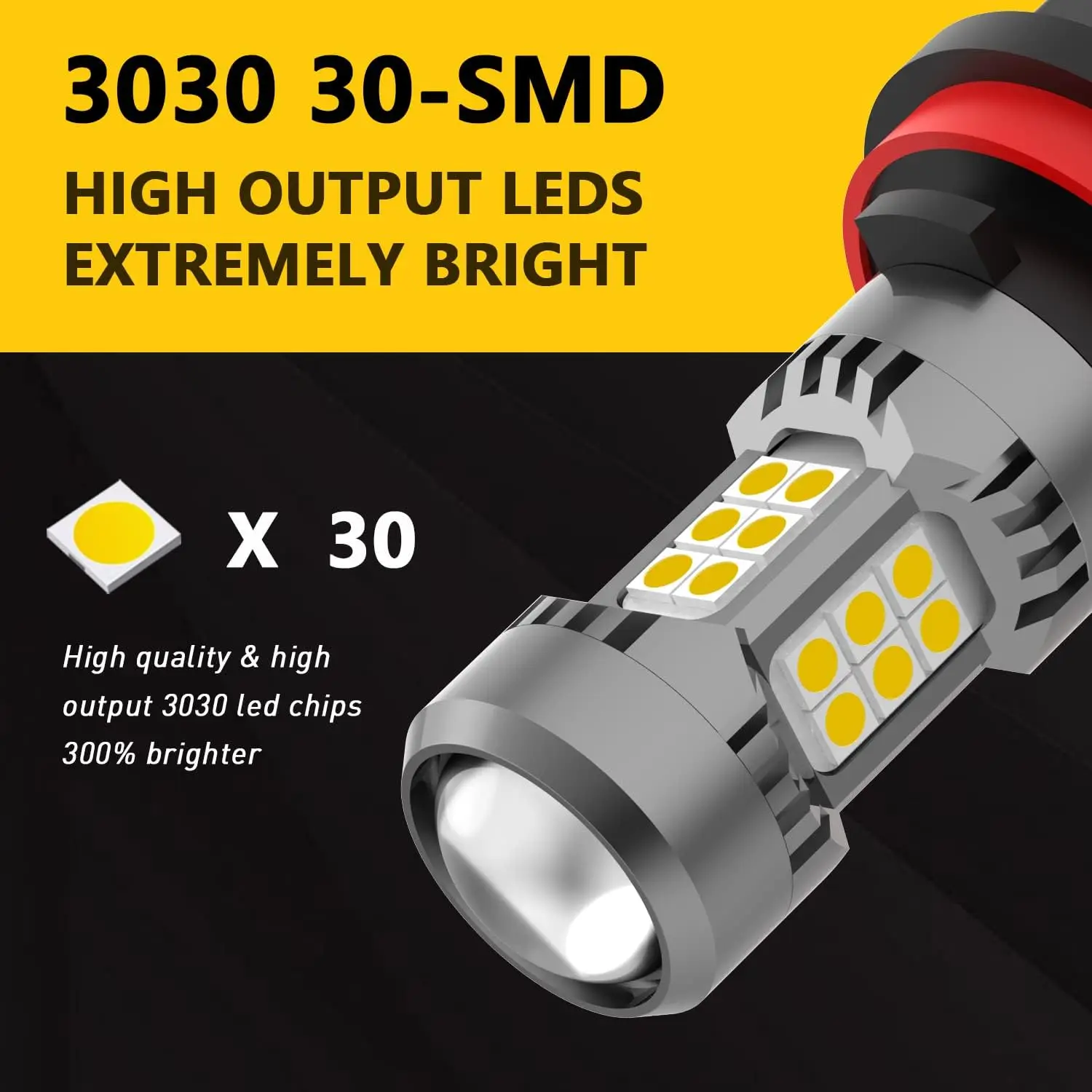 H8 H11 LED لمبات الضباب 3000K ذهبي أصفر، 3200 لومن فائق السطوع 3030 30-SMD Chips H16 DRL مصابيح بديلة للسيارات، T #2