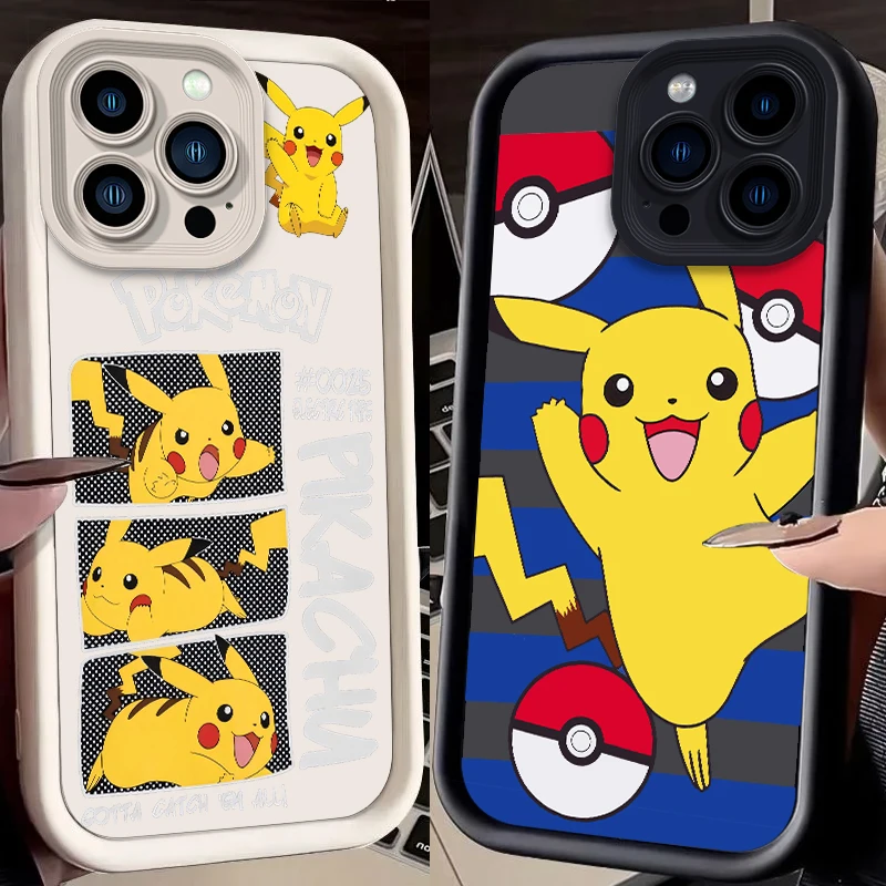 

Comics P-Pokemones P-Pikachus For Apple iPhone 15 14 13 12 Pro Max Mini 11 XS X XR 8 7 6 Plus Eye Ladder Cover Capa Fundas